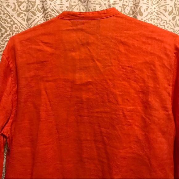 Sag Harbor 100% Linen Orange Button Front Faux Cami Long Sleeve Shirt NWOT - Picture 14 of 16